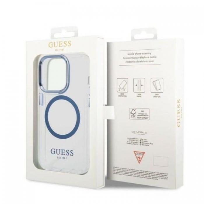 Guess - GUESS iPhone 14 Pro Skal Magsafe Metal Outline - Bl