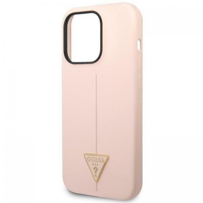 Guess - GUESS iPhone 14 Pro Skal Silicone Triangle - Rosa