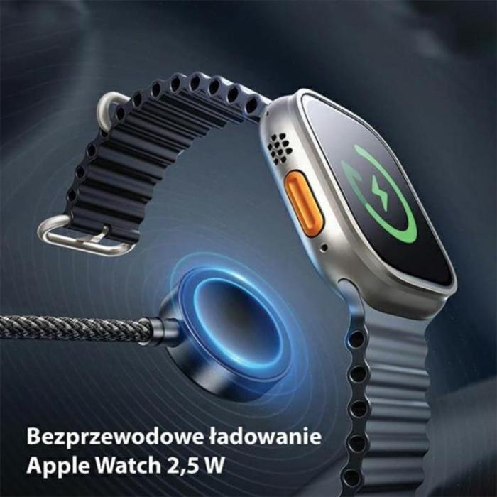 Awei - Awei 3in1 USB-C Till Apple Watch Laddare, USB-C, Lightning Kabel - Svart