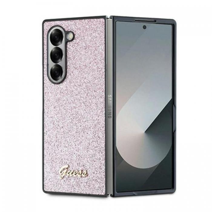 Guess - Guess Galaxy Z Fold 6 Mobilskal 4G Glitter Script - Rosa