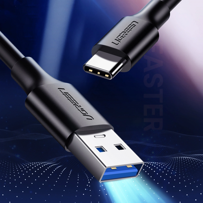 Ugreen - Ugreen USB-A Till USB-C 3A Kabel 0.5m US184 - Svart