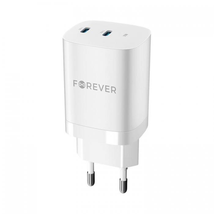 Forever - Forever Snabbladdare 35W 2x USB-C GaN PD QC TC-05-35CC - Vit