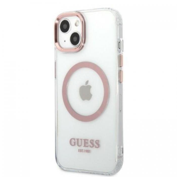 Guess - Guess iPhone 13 Skal Magsafe Metal Outline - Rosa