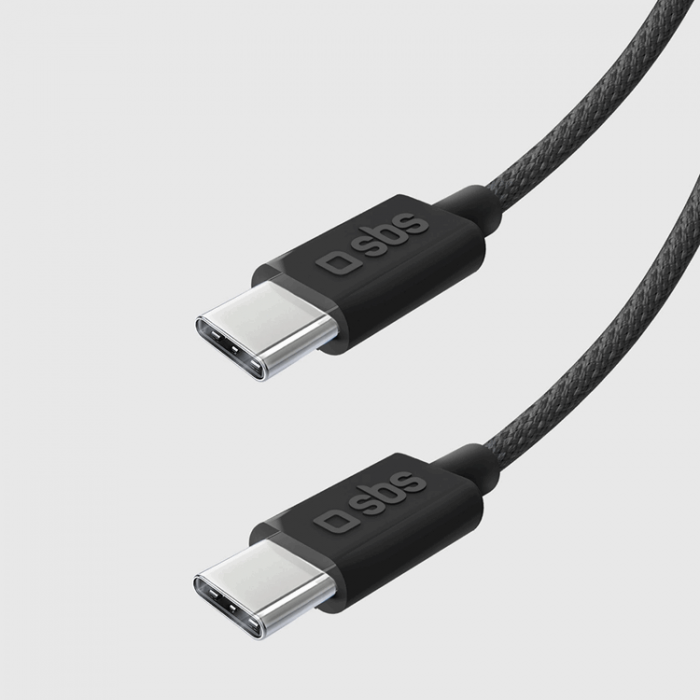 SBS - SBS USB-C - USB-C Kabel 1.5m 60W Braided - Svart