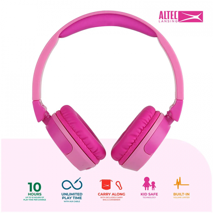 Altec Lansing - Altec Lansing Trdlsa hrlurar fr barn On-Ear - Rosa