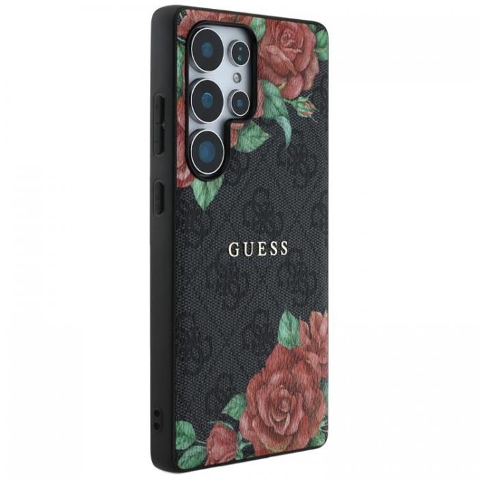 Guess - Guess Galaxy S25 Ultra Mobilskal MagSafe Flowers Print Metal Logo - Svart