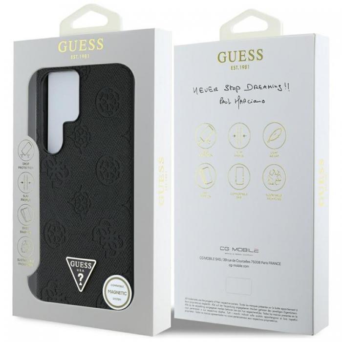 Guess - Guess Galaxy S25 Ultra Mobilskal MagSafe Grained Hot Stamp Peony - Svart