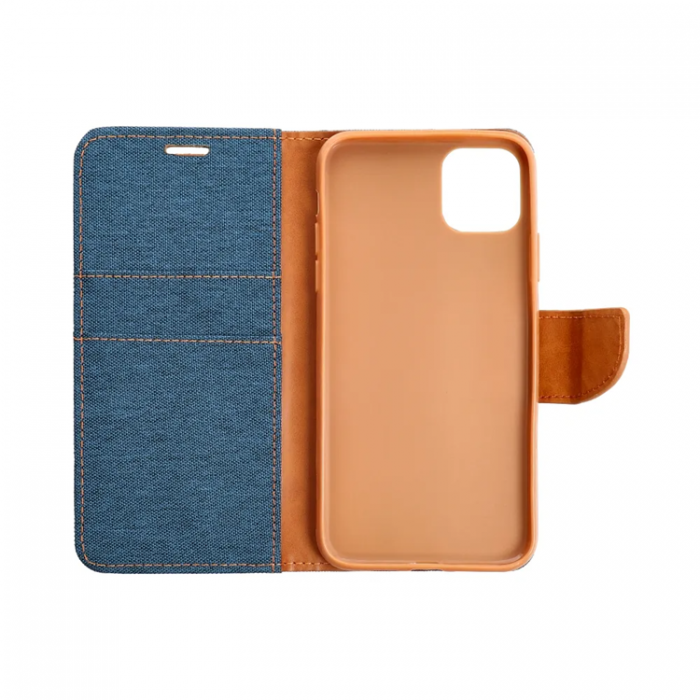 A-One Brand - iPhone 16 Plnboksfodral Canvas - Marinbl