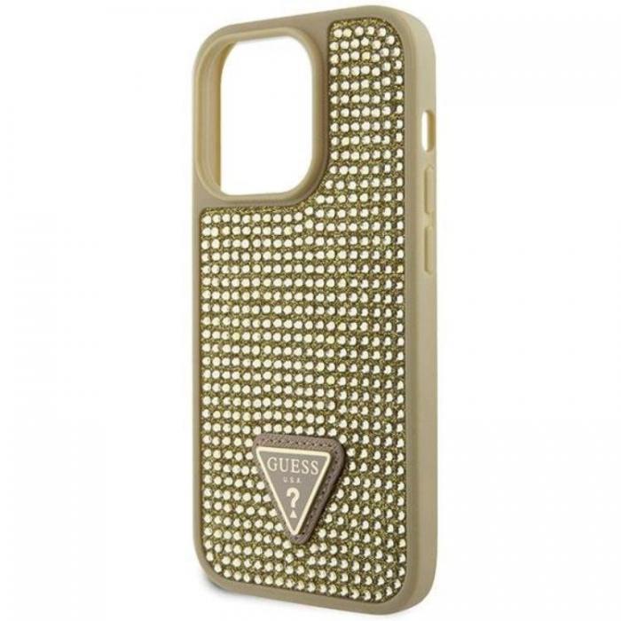 Guess - Guess iPhone 14 Pro Max Mobilskal Rhinestone Triangle - Guld