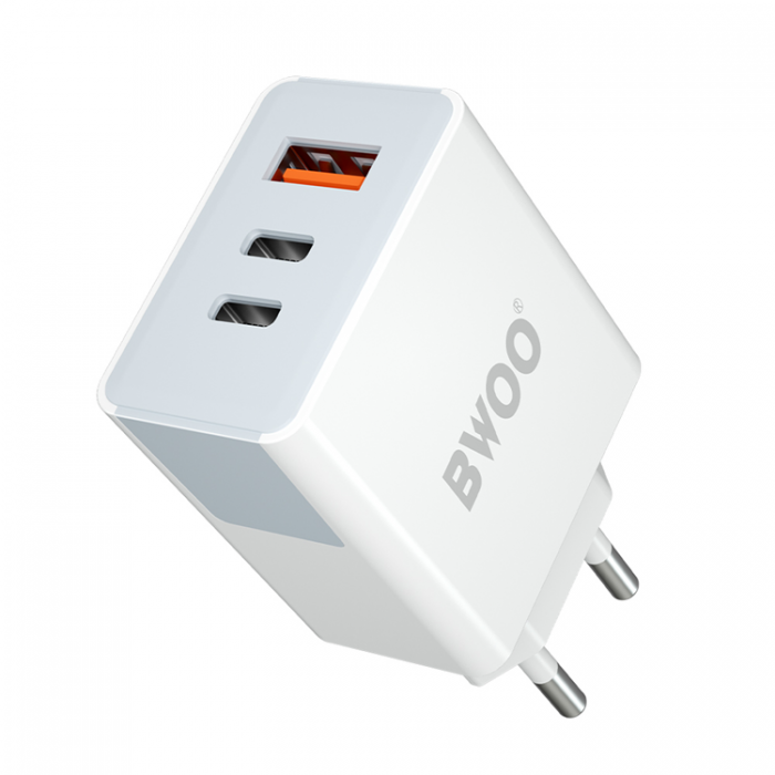 BWOO - BWOO Vggladdare 40W 2xUSB-C 1xUSB-A - Vit