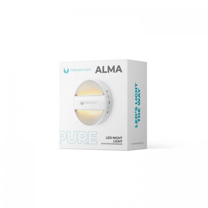 Forever Light - Forever Light LED Round Nattlampa ALMA PIR 500mAh PURE - Vit