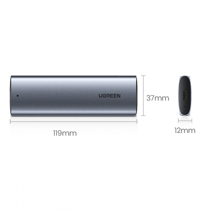 Ugreen - Ugreen Skivhus fr 10 Gbps-enhet M.2 NVMe Med USB-C / USB-A Kablar - Svart