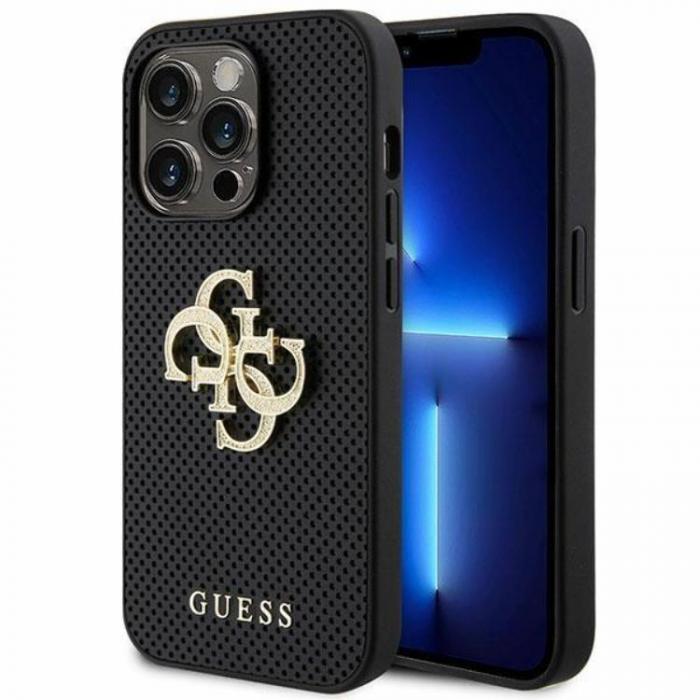 Guess - Guess iPhone 15 Mobilskal Perforated Glitter Logo - Svart