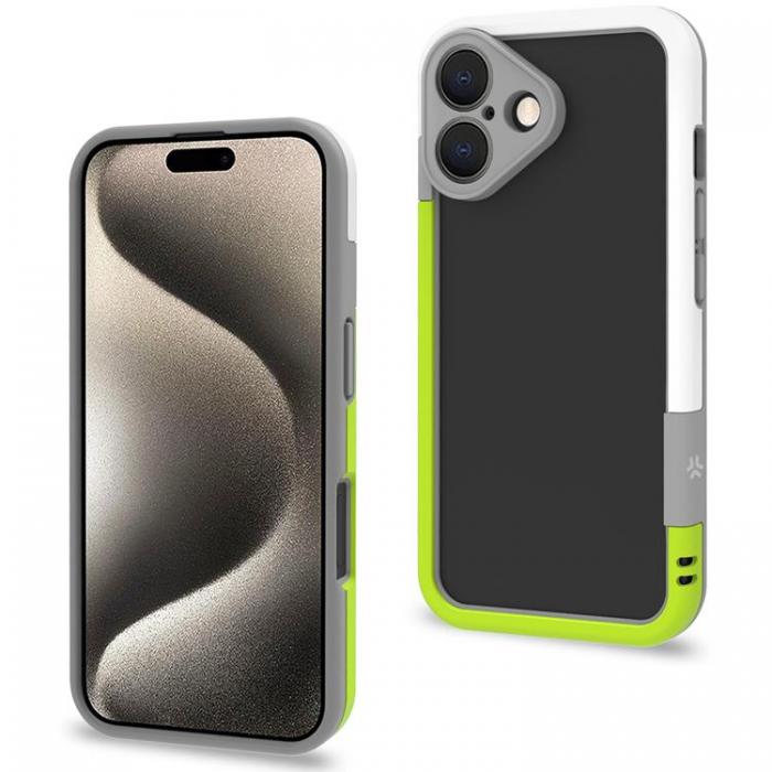 Celly - Celly iPhone 16 Mobilskal Bumper - Vit/Limegrn