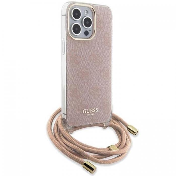 Guess - Guess iPhone 15/14/13 Mobilskal Crossbody Cord Print - Rosa