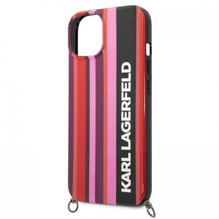 KARL LAGERFELD - Karl Lagerfeld iPhone 14 Skal med halsband Stripes Strap - Rosa