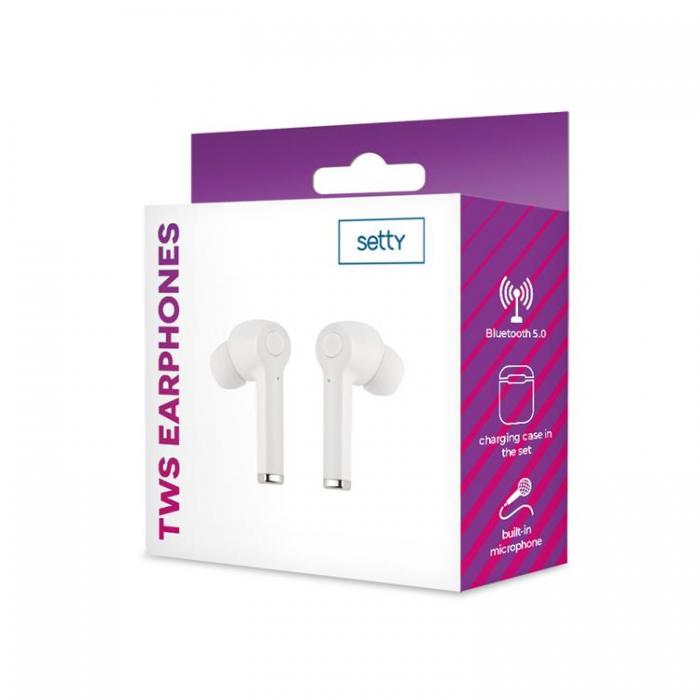 Setty - Setty TWS In-Ear Hrlurar Trdlsa Bluetooth ECA - Vit