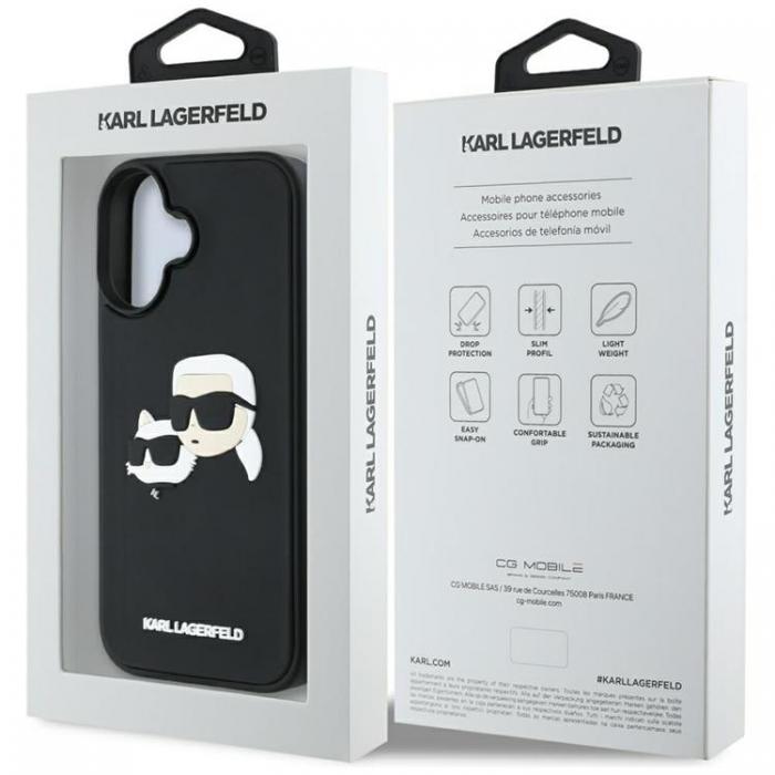 KARL LAGERFELD - Karl Lagerfeld iPhone 16 Mobilskal 3D Rubber Double Heads - Svart