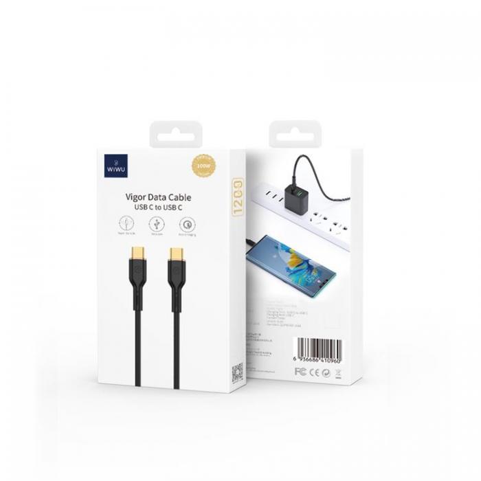 WIWU - WIWU USB-C Till USB-C 100W Kabel 1.2m YQ02 - Svart