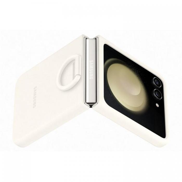 Samsung - Samsung Galaxy Z Flip 5 Mobilskal Silikon med Hllare - Cream