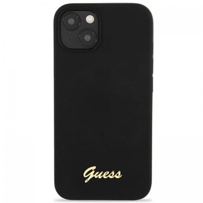 Guess - Guess iPhone 13 Mobilskal Silicone Script Gold Logo - Svart