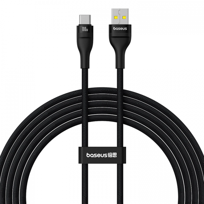 BASEUS - Baseus USB-C till USB-A kabel Flash 2 100W 2m- Svart