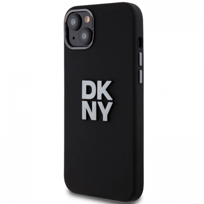 DKNY - DKNY iPhone 15/14 Plus Mobilskal Liquid Silikon Metal Logo - Svart