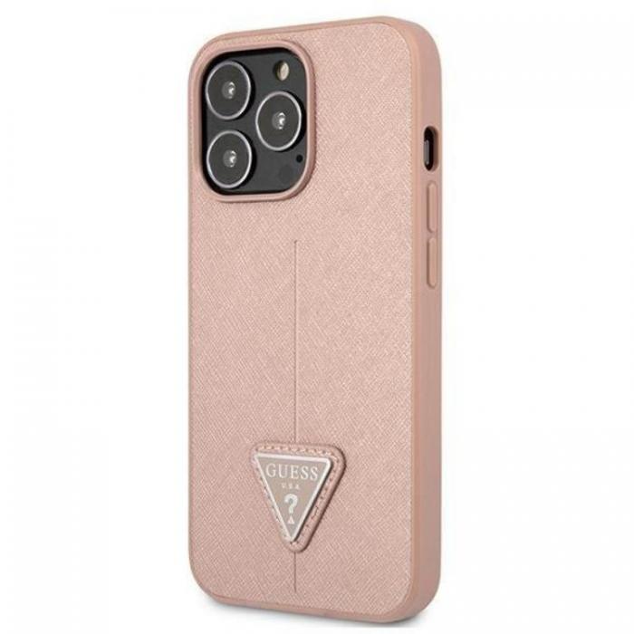 Guess - Guess iPhone 13 Pro/13 Skal Saffiano Triangle Logo - Rosa