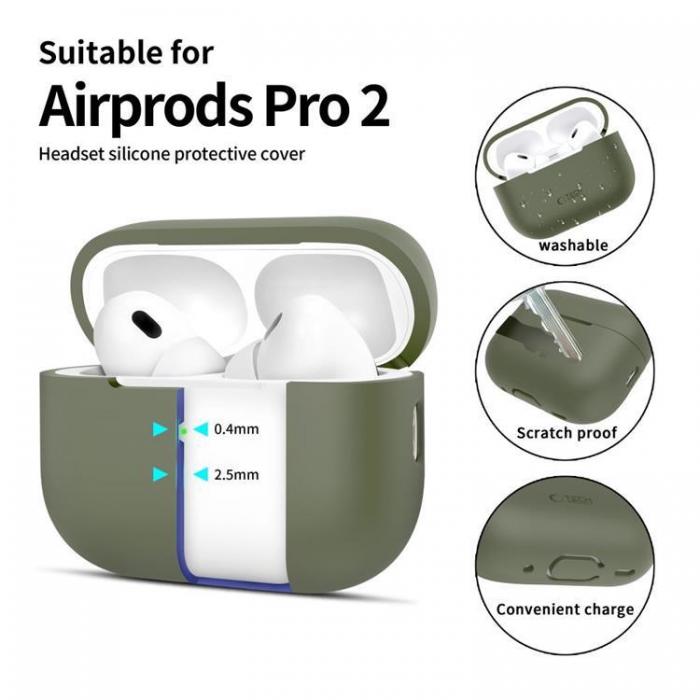 Tech-Protect - Tech-Protect Apple Airpods Pro 1/2 Skal Silikon - Olivgrn