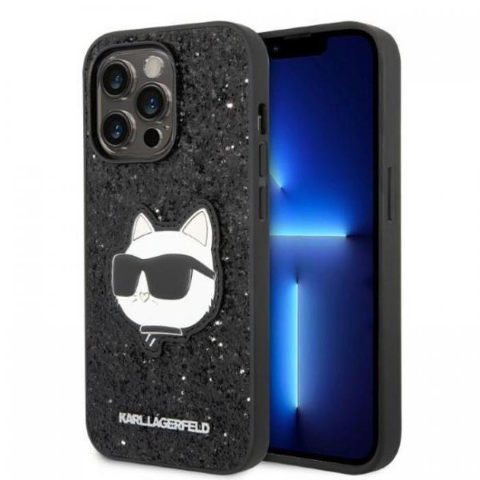 KARL LAGERFELD - Karl Lagerfeld iPhone 14 Pro Skal Glitter Choupette Patch - Svart