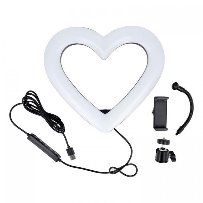 OEM - LED Ring lamp Heart 10 tum med hllare till mobil