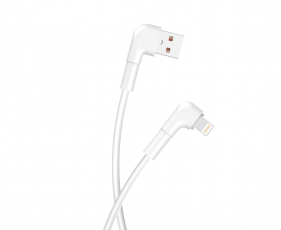 Maxlife - Maxlife Vinklad USB-A till Lightning kabel 1m 2.4A MXUC-09 - Vit