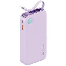 USAMS - USAMS Powerbank 10000mAh 20W Med Lightning Kabel Retractable - Lila