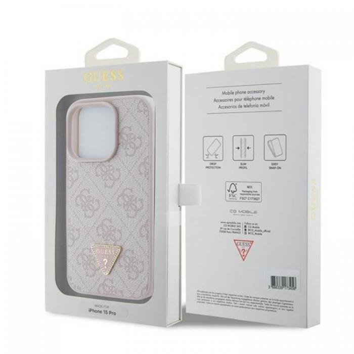 Guess - Guess iPhone 15 Pro Mobilskal Triangle Strass - Rosa