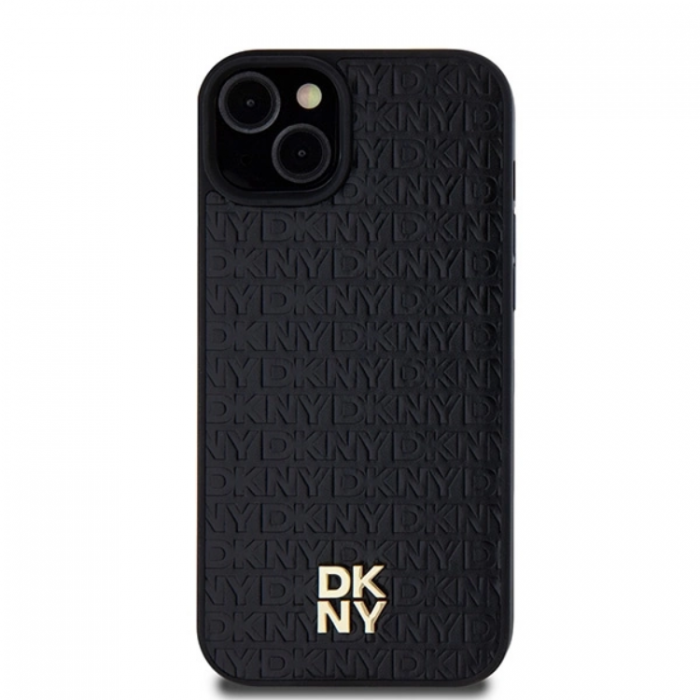 DKNY - DKNY iPhone 15/14/13 Mobilskal Magsafe Lder Pattern Metal Logo