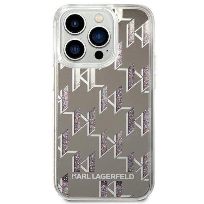 KARL LAGERFELD - Karl Lagerfeld iPhone 14 Pro Skal Liquid Glitter Monogram - Silver