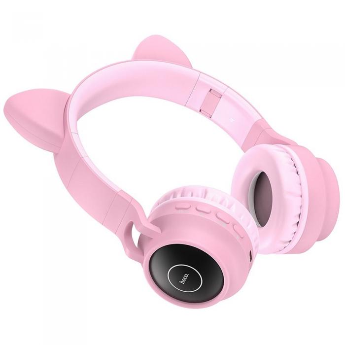 Hoco - HOCO Over-Ear Hrlurar Trdlsa Bluetooth W27 Cat Ear - Rosa