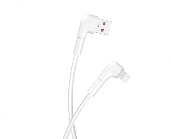 Maxlife - Maxlife Vinklad USB-A till Lightning kabel 1m 2.4A MXUC-09 - Vit