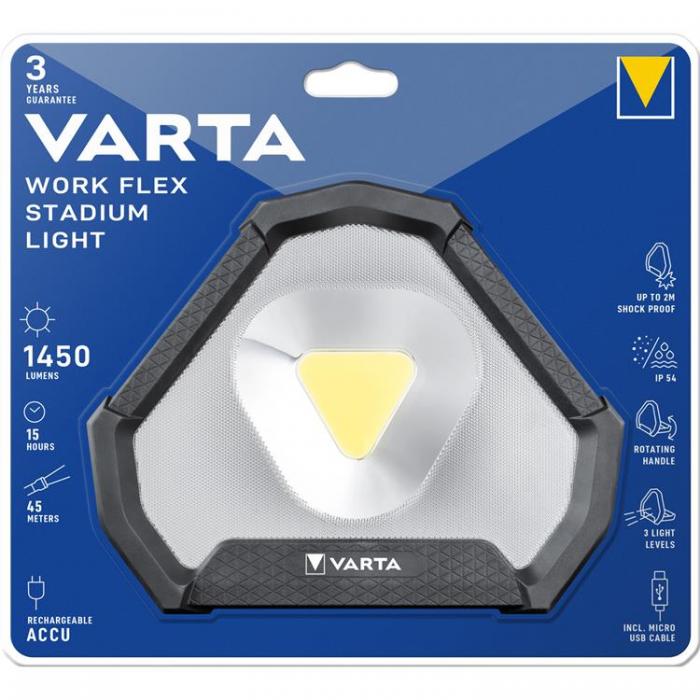 VARTA - Varta Work Flex Stadium Light Arbetsbelysning uppladdningsbar IP54 1450 lm