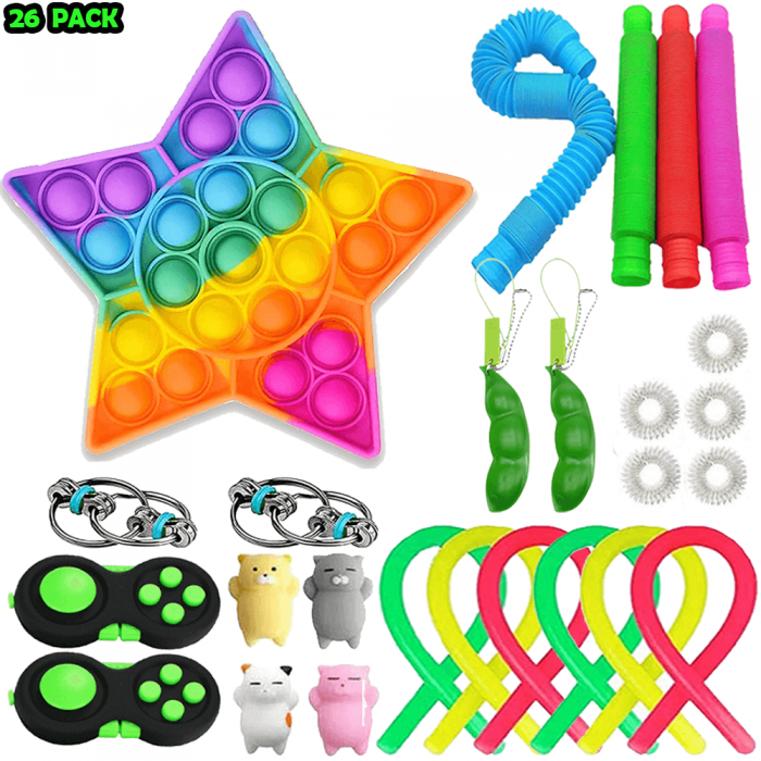 Adventskalender - Adventskalender 2024 - 26 Pack Fidget Pop it Toys fr Vuxna & Barn