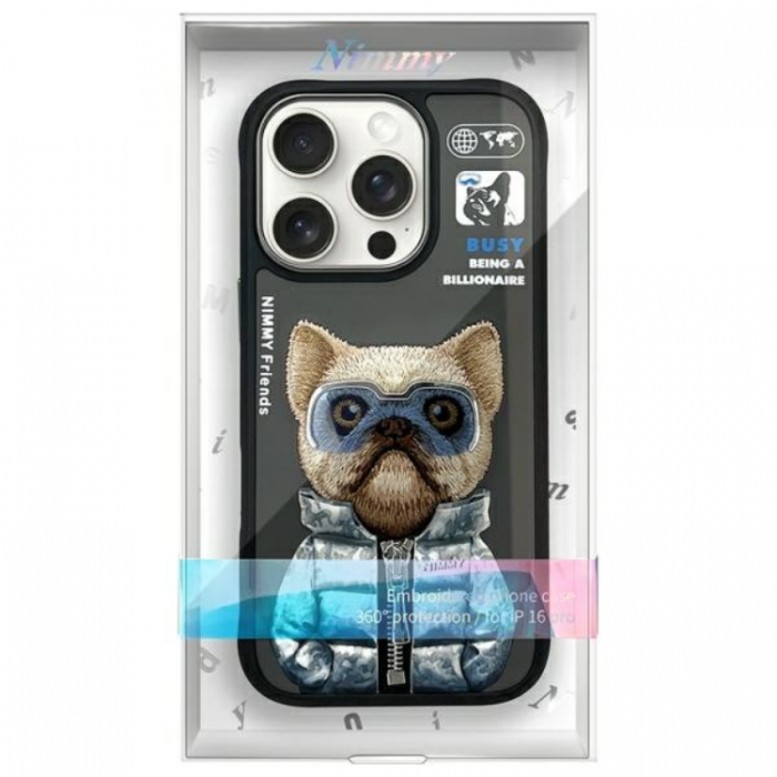 NIMMY - Nimmy iPhone 16 Pro Max Mobilskal Cool & Cute 2.0 Dog - Svart