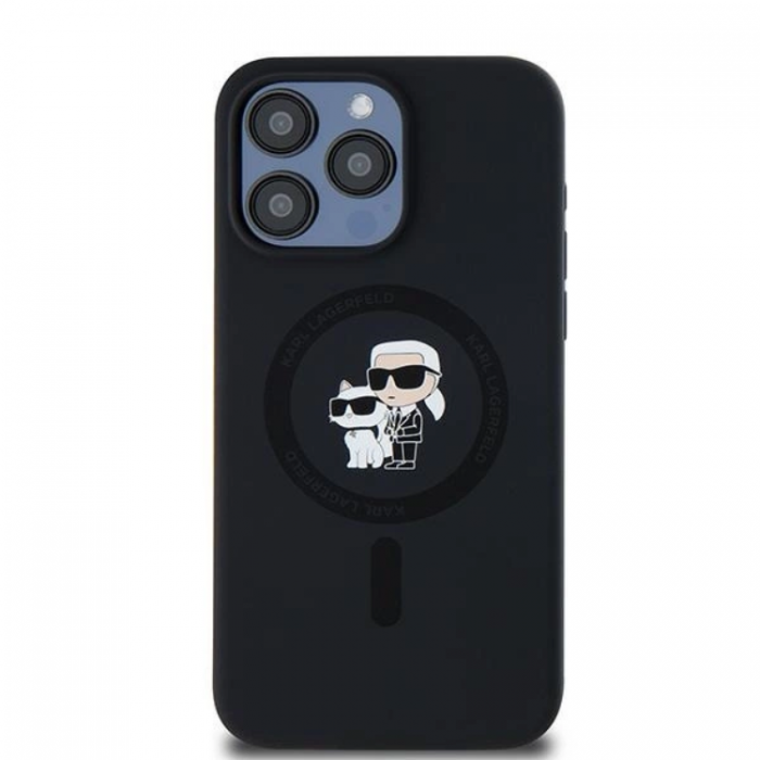 KARL LAGERFELD - Karl Lagerfeld iPhone 15 Pro Max Mobilskal Magsafe Silikon - Svart