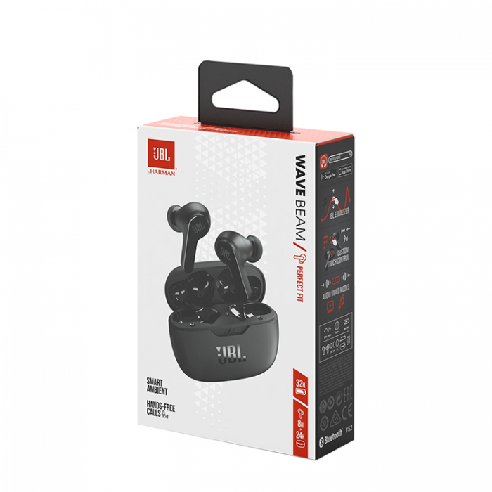 JBL - JBL In-Ear Hrlurar Bluetooth 5.2 IP54 IPX2 Wave Beam - Svart