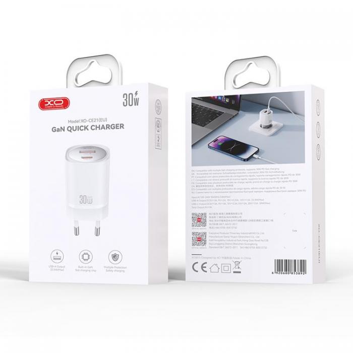 XO - XO Snabbladdare 30W USB Till USB-C CE21 PD - Vit