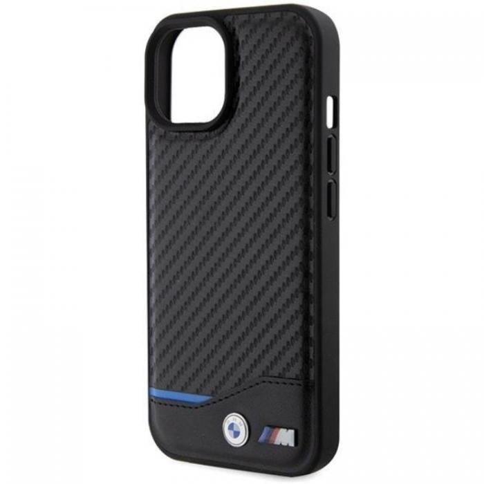 Guess - BMW iPhone 15 Mobilskal Lder Carbon - Svart