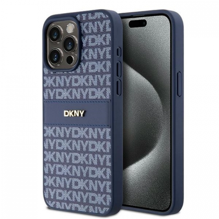 DKNY - DKNY iPhone 15 Pro Mobilskal Lder Mono Stripe & Metal Logo