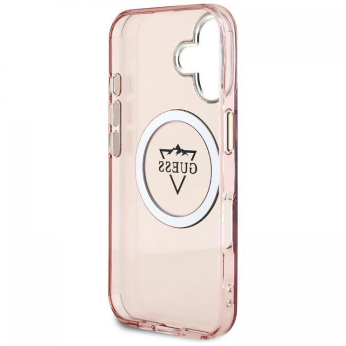 Guess - Guess iPhone 16 Mobilskal MagSafe IML Mountain Logo - Rosa