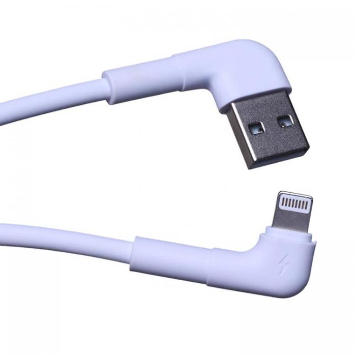 Maxlife - Maxlife Vinklad USB-A till Lightning kabel 1m 2.4A MXUC-09 - Vit