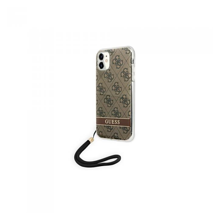 Guess - Guess iPhone 11 Skal Hrt Fodral Brun Print med Snre