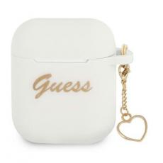 Guess - Guess Silicone Heart Charm Collection Skal Airpods - Vit